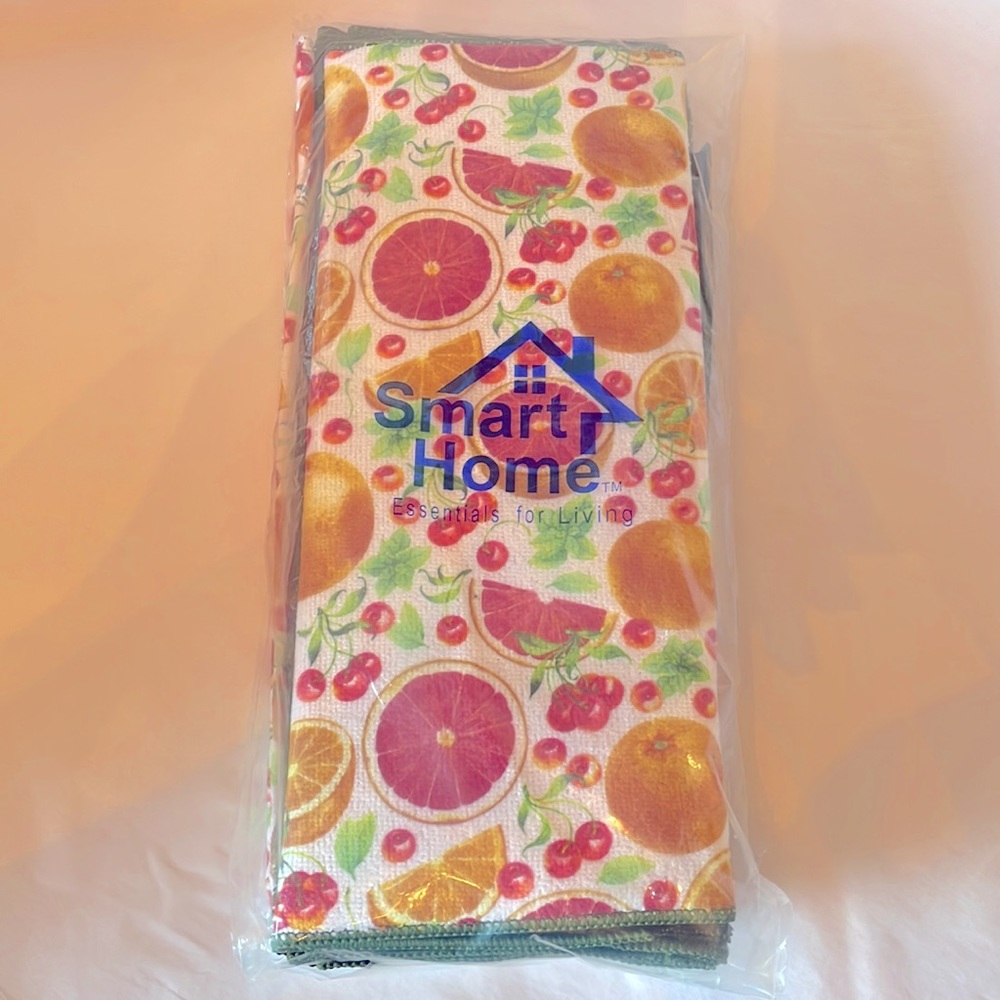 Smart home 7 pc gift set hand‎ towels and drying mat fruit design